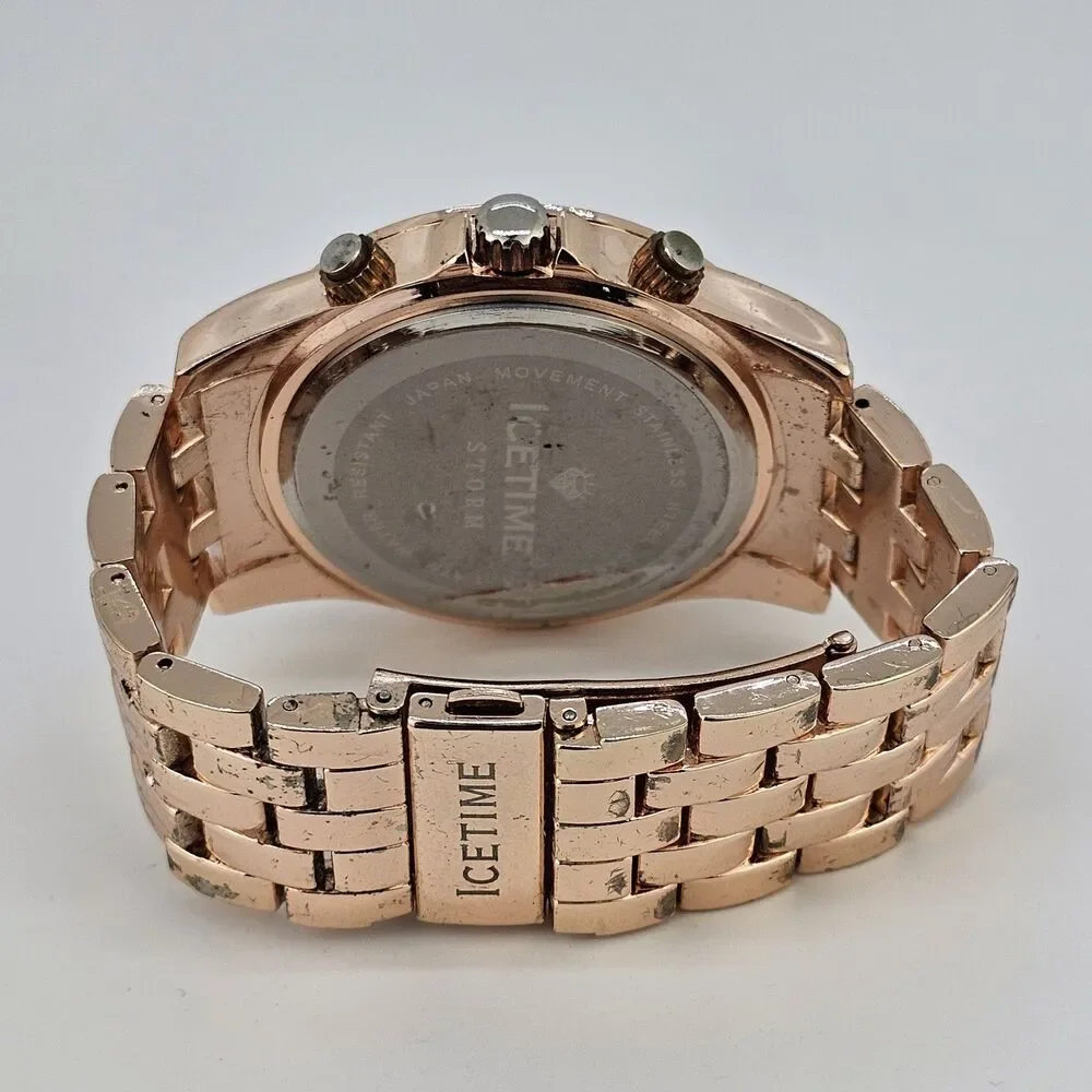 IceTime Storm Men's Watch 46MM Rose Gold Dial Bracelet Band 5.75